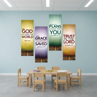4 Pieces Banner Set Easy to Install Easter Banner Set Inspirational Wall Decor for Christians, Pastors, Home, Porch, Hanging Backdrop Signs for Spring Easter