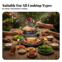Easy to Clean Maifan Stone Grill Pan Multi-Cooktop Compatible Korean Barbecue Plate Fast & Even Heating for Campers, Outdoor, Camping