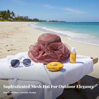 Gauze Ruffle Hat Sun Protection Gauze Sun Hat Foldable Women's Headwear for Beach, Travel, Weddings