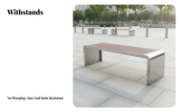 Slatted Metal Frame Bench Weather Resistant Outdoor Furniture sturdyDuty Public Seating for Green Space Visitors, Pedestrians, Gardens, Backyard