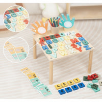 Wooden Learning Table with Cups Hands-on Busy Table Sensory Compact for Toddlers, Preschoolers, Kids, Playroom, Classroom