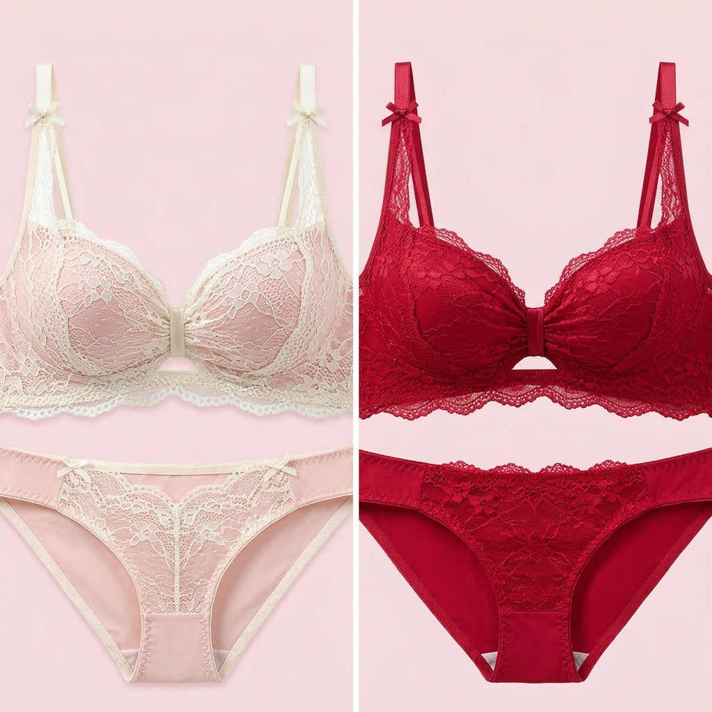 Lingerie Set for Women with Push Up Bra and Lace Trim, Soft Underwire Design with Comfort Lining, Everyday Wear