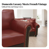 Tufted Three-Seater Leather Sofa Top-Grain Cowhide Living Room Furniture Vintage Design Couch for Families, Interior Decorators, Lounge Area, Library