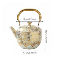 Middle Eastern Style Teapot Smooth Pouring Spout Stainless Steel Teapot Rust-Resistant Ornate Tea Kettle with Handle for Restaurant, Outdoor