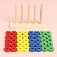 4-Color Stacking Rings Game Reasoning Thinking Color Sorting Stacking Toy Focus Training Child-Centered Sorting Toy for Children 3-6 Years, Preschool