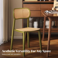 Stackable Cane-Back Side Chair Retro Design Indoor Seating Breathable Weave Easy to Clean for Restaurant Owners, Homeowners, Interior Designers, Dining Room, Lounge, Home Office, Bedroom