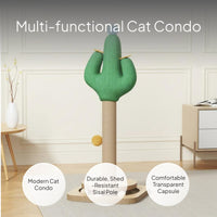 Space Capsule Cat Tree with Scratching Post and Toys