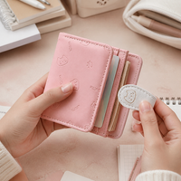 Cute Cartoon Cat Tri-fold Short Wallet for Women, Multi-card Slot Coin Purse
