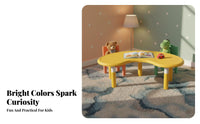 Kindergarten Half Moon Table Rounded Corners Kids Moon Shaped Table Easy to Clean Adjustable Activity Desk for Young Children, Home, Playroom