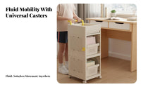 Under-Desk Book Trolley Space-Saving Design 2-Tier Rolling Organizer for Bedroom
