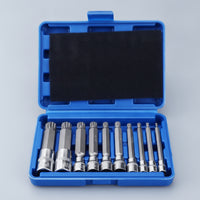 10 Pieces Bit Socket Kit Reinforced Bit Socket Set with Case Anti-Slip Tools for Automotive Repair, Machinery Maintenance