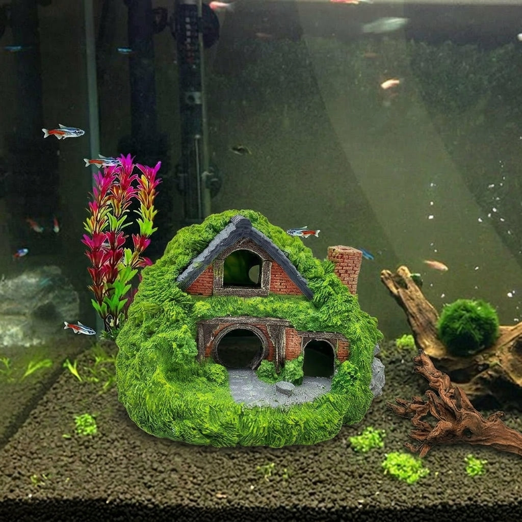 Realistic Detail Aquarium Decor Resin Aquarium Cave, Multi-Entrance Aquarium Decorations for Crustacean Hide, Aquatic Creature Spawning Shelter