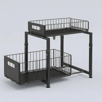Metal Cabinet Organizer with Pull-out Baskets Heavy-Duty Sliding Cabinet Basket Rack Smooth Under Sink Organizer