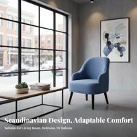 Nordic Design Upholstered Wooden Armchair Leisure design Upholstered Armchair with Wooden Frame Comfortable pad Accent Chair Curved rearrest for Cafe Owners, Office Managers, Living Room, Bedroom, Reception Area, perusing alcove