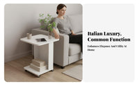 With casters 2-Tier Rolling Utility Cart Modern aesthetic Side Table Multi-Functional Mobile Furniture Space-Saving for Apartment Dwellers, Homeowners, Students, Living Room, Bedroom, Home Office, Balcony