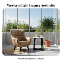 Single-Seater Wooden Frame Accent Chair Light Luxury Aesthetic Armchair Space-Saving Seating Furniture Ergonomic Design for Apartment Dwellers, Homeowners, Readers, Balcony, Living Room, Bedroom, Reading Nook