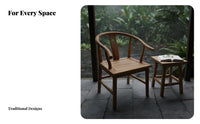 Solid Wood Construction Traditional Chinese Armchair With Armrests Slat-Back Armchair Vintage Design Dining Chair Sturdy for Tea Lovers, Cultural Enthusiasts, Homeowners, Living Room, Restaurant, Home