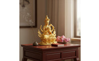 Gilt Buddha Figurine Collectible Small Buddha Decoration Feng Shui Statue Intricate Designs Small Lotus-Born Idol for Tea Room