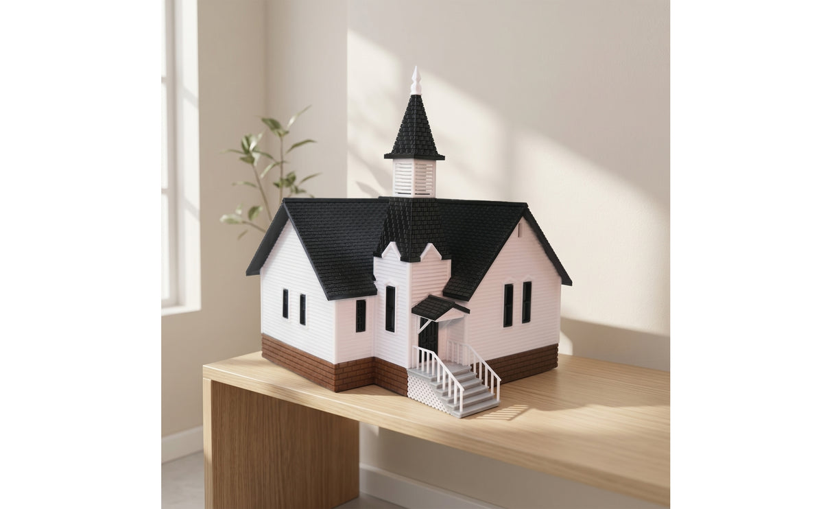 Model with Steeple 1:64 Scale Model Detailed Building for Hobbyists, Collectors, Dioramas, Tabletop Displays