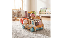 Tabletop Ice Cream Truck Toy Educational Wooden Ice Cream Truck Smooth Pretend Playset Bright for Children, Toddlers, Playroom