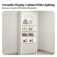 Cosmetic Display Shelf Multi-Layer Space Beauty Salon Shelving Unit Versatile Design Lighted Display Cabinet for Hobbyists, Bedroom, Living Room, Cafe