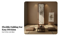 Foldable Design Folding Panel Screen Freestanding Bamboo Print Folding Screen Portable Room Partition Stable Structure for Office Workers, Business Owners, Interior Designers, Bedroom, Studio Apartment, Tea House, Restaurant