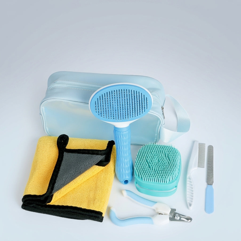 Cat Brush and Dog Brush for Hair Removal, Soft Silicone Cat Grooming Brush for Bathing, 8 Piece Cat Grooming Kit with Towel, for Long Haired Dogs