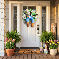 Carrot Ribbon Door Hanger Festive Atmosphere Easter Bunny Wreath Funny Design Soft Toy Bunny Door Decoration for Homeowners, Wall Decor, Porch