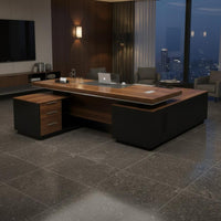 Thickened Desktop Executive Office Desk Sturdy and Long-Lasting Large Executive Table Heavy-Duty Modern Office Desk with Cabinet Scratch Resistant for Executives, Managers, Study Room