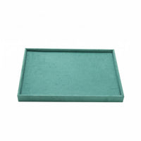 Green Jewelry Display Tray Flocked Velvet Jewelry Tray Rectangular Accessory Storage Raised Rim