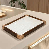 Jewelry Tray with Slots Wood-Grain Jewelry Display Tray Tabletop for Dresser