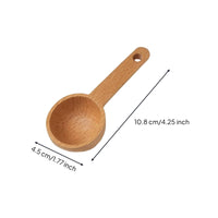 Beech Wood Wooden Measuring Spoon Round Bowl Measuring Spoon with Hanging Hole Accurate Eco-Friendly for Bakers, Home Cooks, Cooking