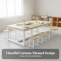 Classroom Desk and Stool Set Rounded Corners Classroom Table and Chair Set Easy to Tidy Children Craft Table for Students, Young Children, Playroom