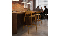 Minimalist High Stool with Backrest Single-Piece Molded Stackable Counter Height Chair Modern Plastic Bar Stool for Kitchen