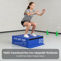4 Pieces Adjustable Height Stackable Soft Jump Box Set shockAbsorbing Stackable Jump Box Strong Hook-and-Loop Fastener Fasteners Training Block Portable with Handles for Teenagers, Children, Beginners, Home Gym, HIIT Workouts, School
