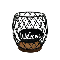 Pineapple Basket Space-Saving Wire Basket with Wooden Base Lightweight