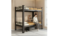 Metal Bunk Bed with Ladder Space-Saving Bunk Bed with Guardrails Sturdy for Students, Teens, Dormitory, Shared Bedroom, Hostel