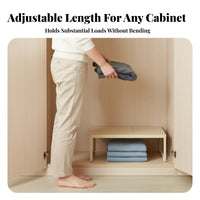 Extendable Design Wardrobe Shelf Divider Space Saving Carbon Steel Organizer Shelf Tool-No-Tools-Needed Assembly for Adults, Bedroom