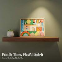 Wooden Block Puzzle Toy Storage Tray Shape-Recognition Block Puzzle Wooden Shape Sorter Hand-Eye Coordination