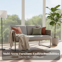 4 Pieces Handwoven Design 4-Piece Woven Sofa Set weatherproof outsidedoor Furniture sunlight-resistant-Resistant Garden Seating Group Low Maintenance for Hotel Managers, entertainment hosts, Balcony, Patio, rearyard, Terrace