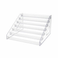 Easy to Clean Desktop Badge Display Rack Sturdy Clear Stepped Display Stand Space Saving Acrylic Tiered Organizer for Countertop
