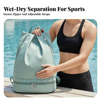 Wet Dry Gym Bag Water-Resistant Material Large Capa Metropolis Swimming Bag Shoe Compartment Backpack Multiple Pockets Travel