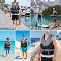 Padded Life Vest with Zipper High-Density Buoyancy Aid with Adjustable Belt Long-Lasting Life Jacket with Adjustable Straps Comfortable for Paddleboarding