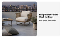 4 Pieces 4-Piece Woven Furniture collection Nordic Design Loveseat and 2-Chair Seating Group Weather-Resistant Outdoor Furnishing for Balcony, Courtyard