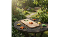 Natural Wood Sandbag Tossing Board Polished Finish Wooden Throwing Board Rounded Corners Cloth Game Set Oval Cutout for Children