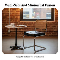 Retro Design Cantilever Woven-Back Chair Multi-Purpose Seating Furniture Ergonomic Backrest Commercial Grade for Design Enthusiasts, Cafe Owners, Facility Managers, Dining Room, Restaurants, Home Office