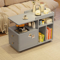 Modern Design Rolling Sofa Mobile Organizer with Drawers 360° Rotating Wheels C-Shaped Rolling Table Space-Saving Nightstand Sturdy Construction for Homeowners, Families, Apartment Dwellers, Bedroom, Small Areas, Home Office