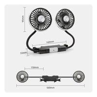 USB Powered Dual Head Car Fan 3-Speed Dual Head Rear Seat Fan 12V Adjustable for Drivers, Road Trips, Truck