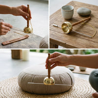 Japanese Style Handheld Singing Bowl with Wooden Handle for Meditation and Sound Therapy