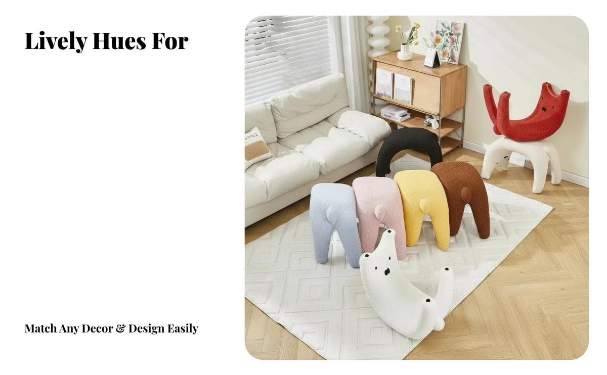 Abstract Puppy Bench Stylish Low Stool Multi-Functional Footrest for Young Adults, Home Dwellers, Entryway, Living Room, Dressing Table
